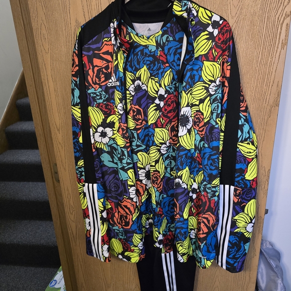 adidas Other - Adidas Colorful Floral Jacket with Black Accents